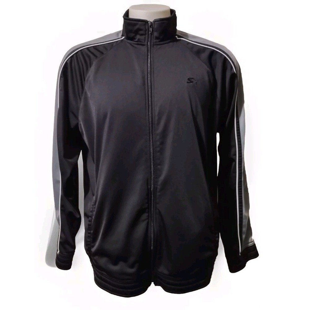 Starter Track Jacket L Mens Athleisure Streetwear Black Grey Full Zip RM42Y032